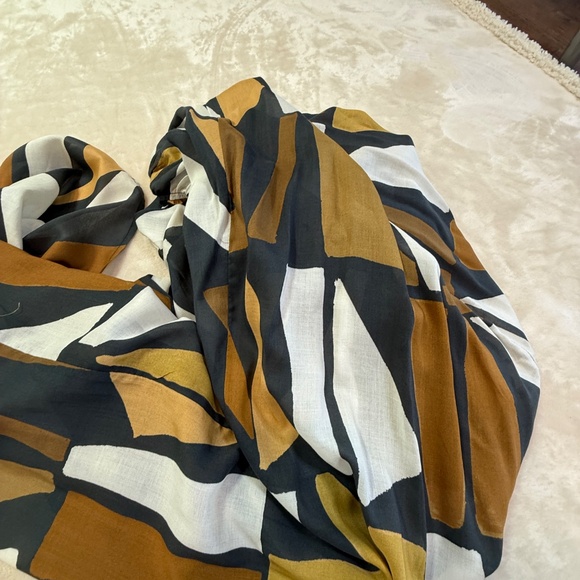 Anthropologie Wide-Leg Jumpsuit Brown White Black Motif Size M  NWT - Picture 9 of 11